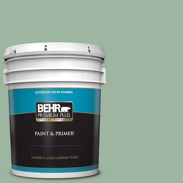 BEHR PREMIUM PLUS 5 gal. #S410-4 Copper Patina Satin Enamel Exterior Paint & Primer