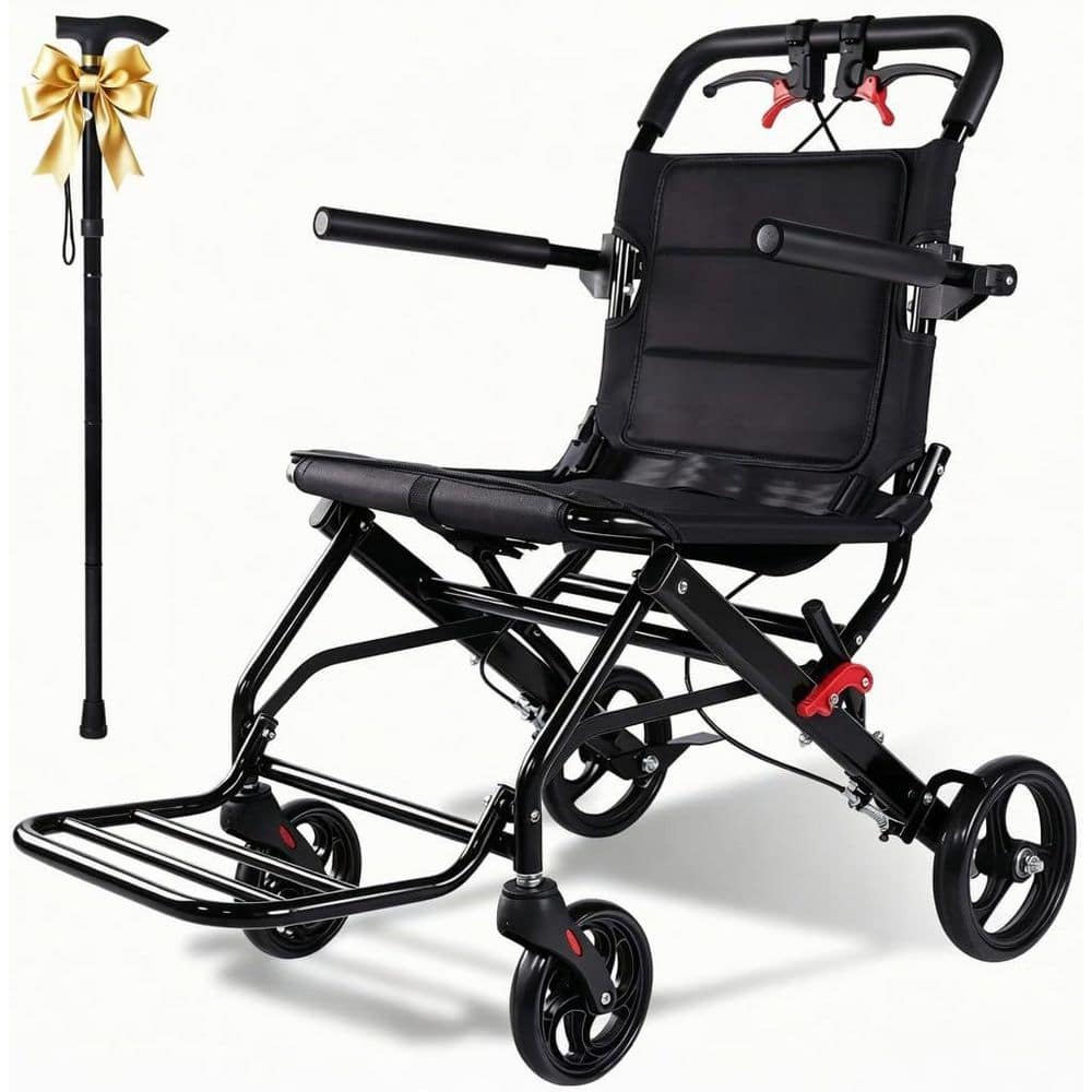 Upgraded Foldable Transport Wheelchair 18.1 in. Wide Seat, Lightweight Narrow Portable Travel Chair for Car and Airport price history on PriceWatchPro