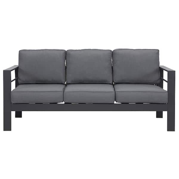 SUNVIVI Aluminum Outdoor Couch with Gray Cushions