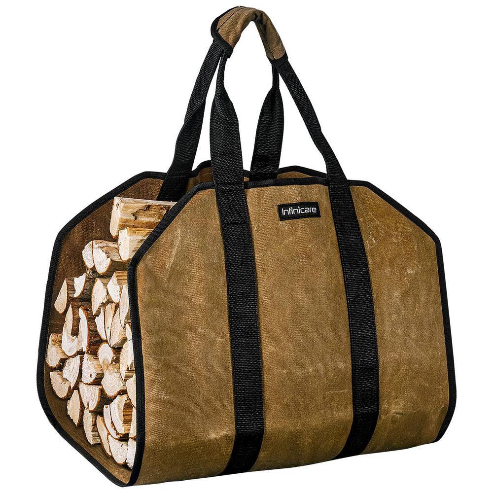 Brown Heavy Duty Canvas Firewood Carrier Bag with Handles for Easy Transport and Outdoor Camping Adventures price history on PriceWatchPro