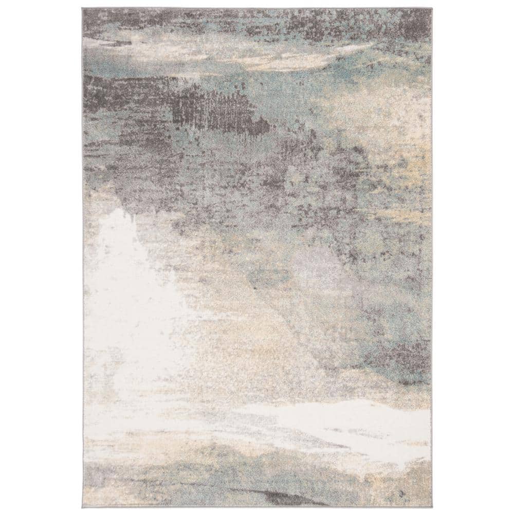 Hand-Knotted Artistic Abstract Gray Round Synthetic Rug