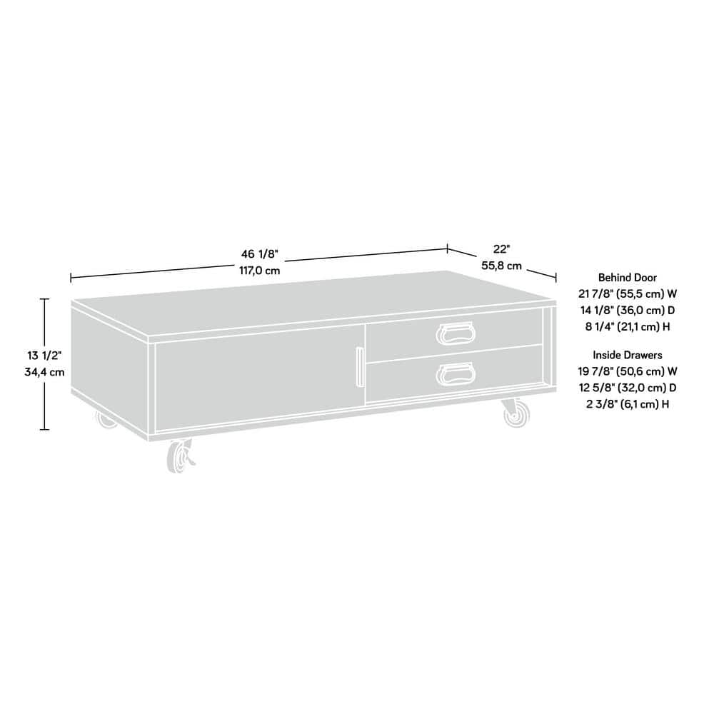 Rectangular Black and Vintage Oak Wood Coffee Table with Storage
