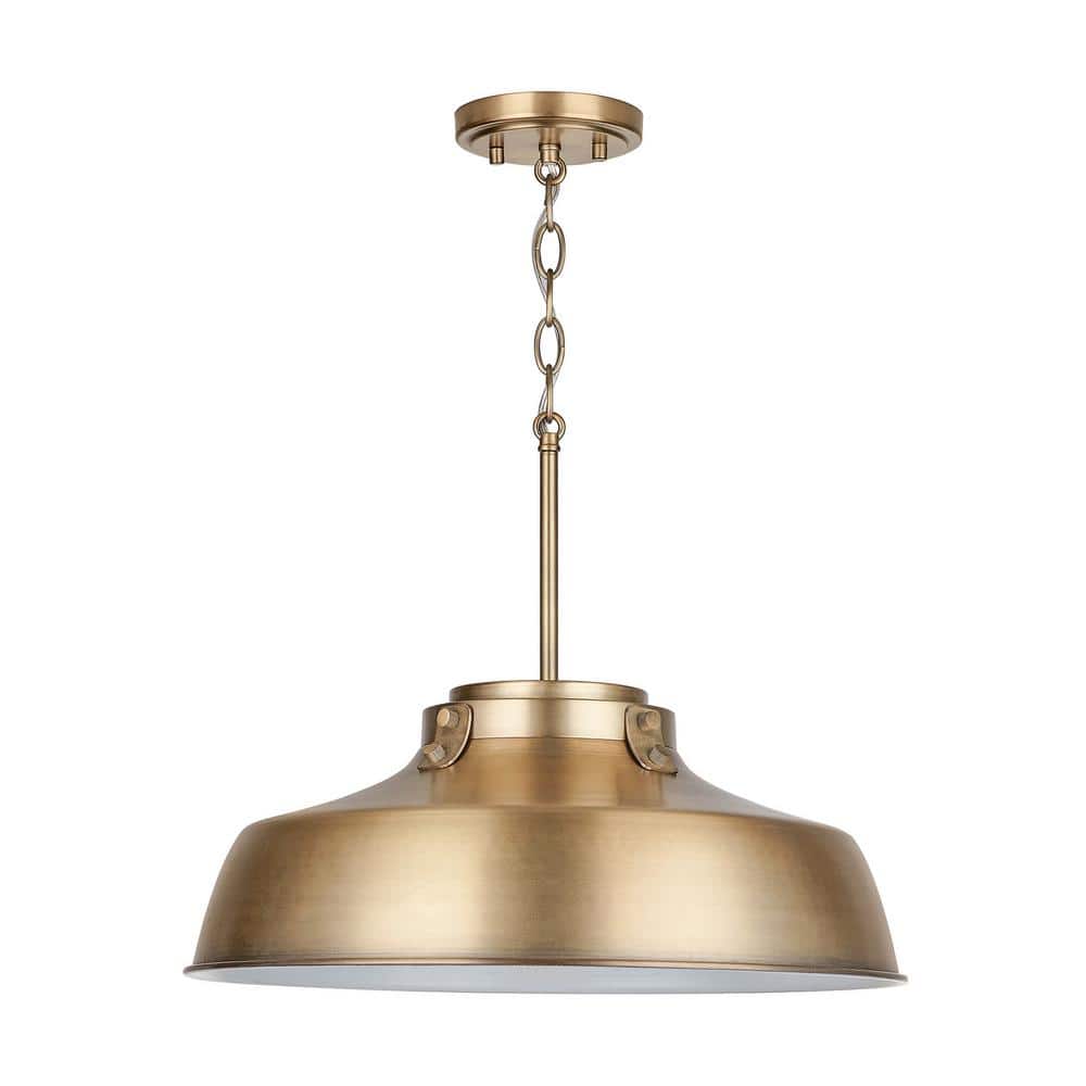 Oakwood 100 - Watt 1-Light Aged Brass Industrial Pendant Light with Metal Shade, No Bulbs Included price history on PriceWatchPro