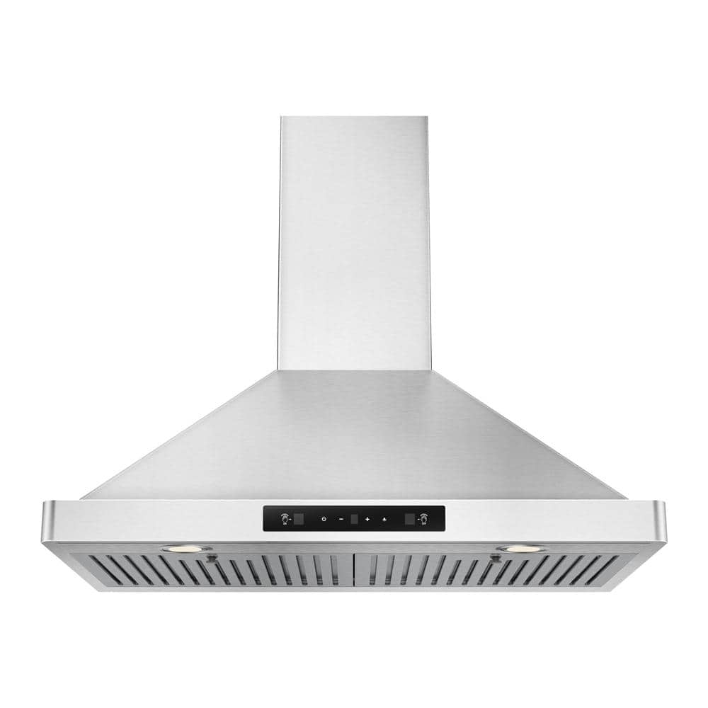 30 in. 294 CFM Ducted Wall Mounted Range Hood in Silver with LED Screen Finger Touch Control, 6-Speed â€‹â€‹Control