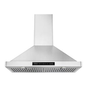 30 in. 294 CFM Ducted Wall Mounted Range Hood in Stainless Steel, LED Screen Finger Touch Control, 6-Speed Control