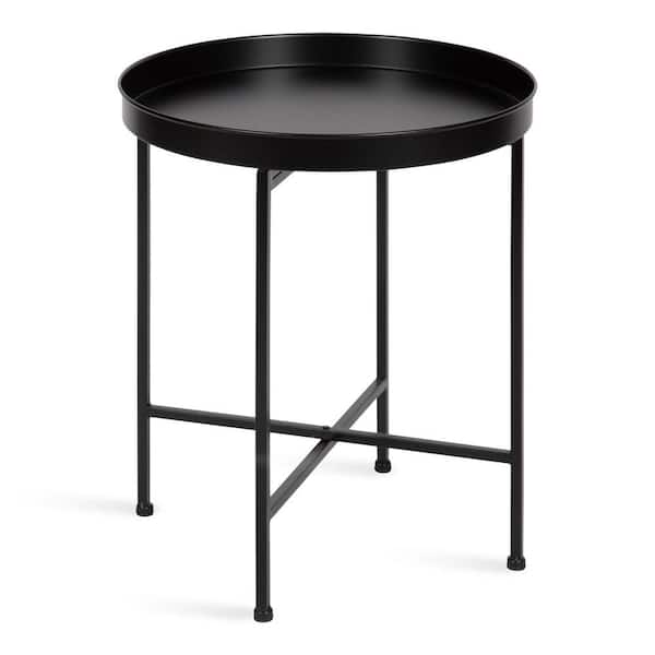Kate and Laurel Celia 18.37 in. Black Round Metal End Table