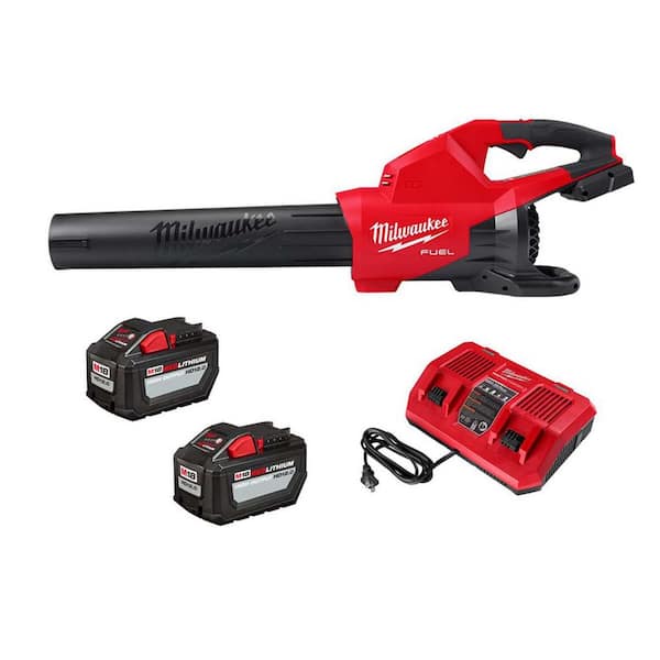 Milwaukee M18 FUEL 18V Brushless Cordless Dual Battery 145 MPH 600 CFM Blower with Dual Bay Rapid Charger & Two 12Ah HO Batteries