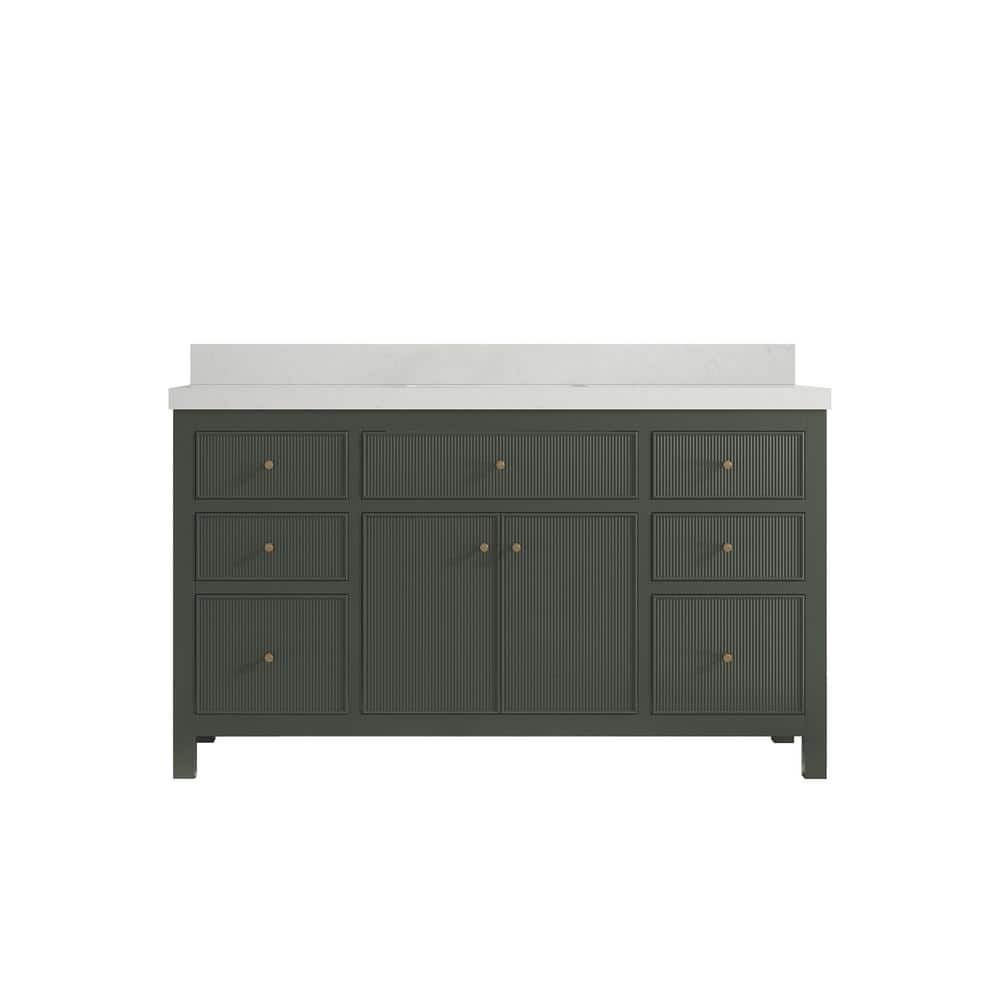 Sonoma 60 in. W x 22 in. D x 36 in. H Single Sink Bath Vanity in Pewter Green with 2 in. Carrara Quartz Top price history on PriceWatchPro