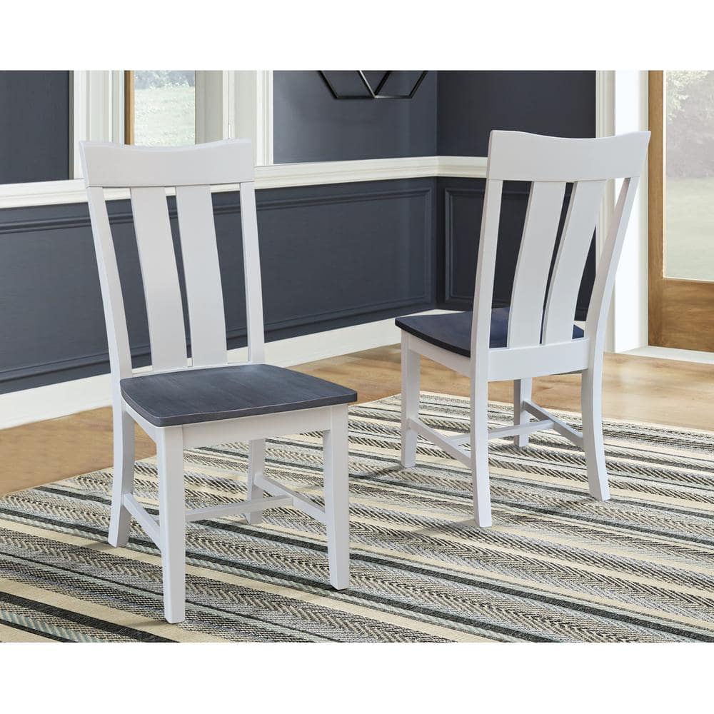 Elegant Gray Slat-Back Solid Wood Side Chair, 43" High