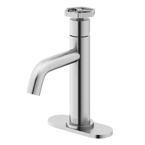 Ruxton Pinnacle Single Handle Single-Hole Bathroom Faucet Set with Deck Plate in Brushed Nickel
