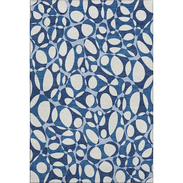 Mayfield Premium Machine Washable Abstract AMF2536 Blue 9 ft. x 12 ft. Area Rug