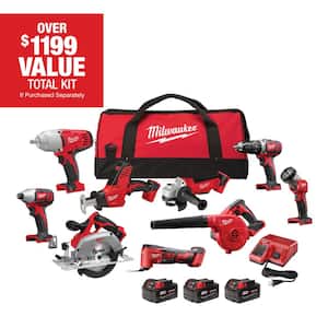 M18 18V Lithium-Ion Cordless Combo Tool Kit (9-Tool) with (3) 4.0 Ah Batteries, Charger and Tool Bag