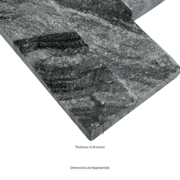 MSI Take Home Tile Sample - Glacial Black Ledger Panel 4 in. x 4