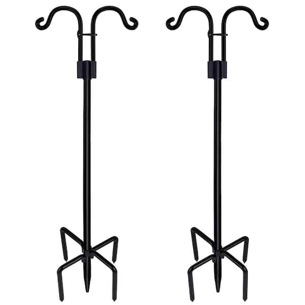 FAWEY TRED INC 76 in. Black Metal Traditional Double Shepherd Hook (2-Pack)