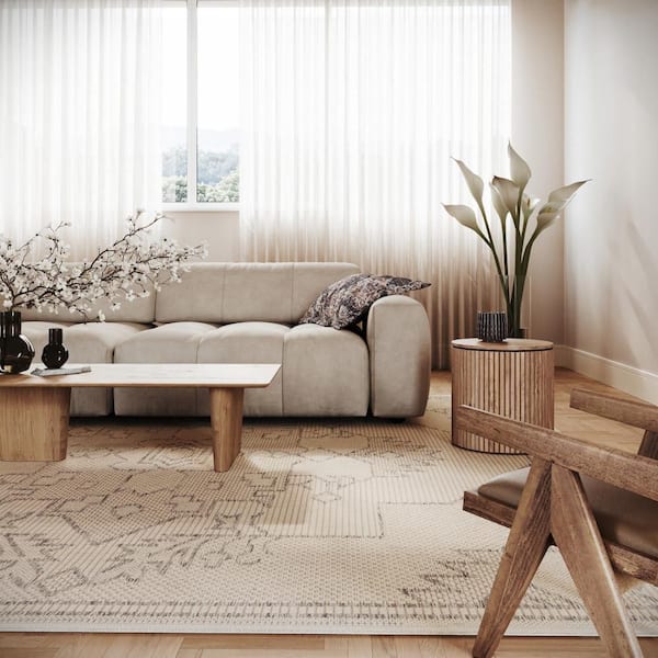 Anivelle Southwestern Vintage and Distressed Area Beige 5 ft. x 8 ft. Indoor Area Rug