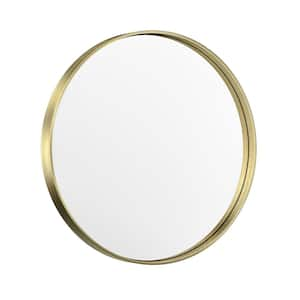 40 in. W x 40 in. H Medium Round Metal Framed Modern Wall Mounted Bathroom Vanity Mirror in Brass Gold