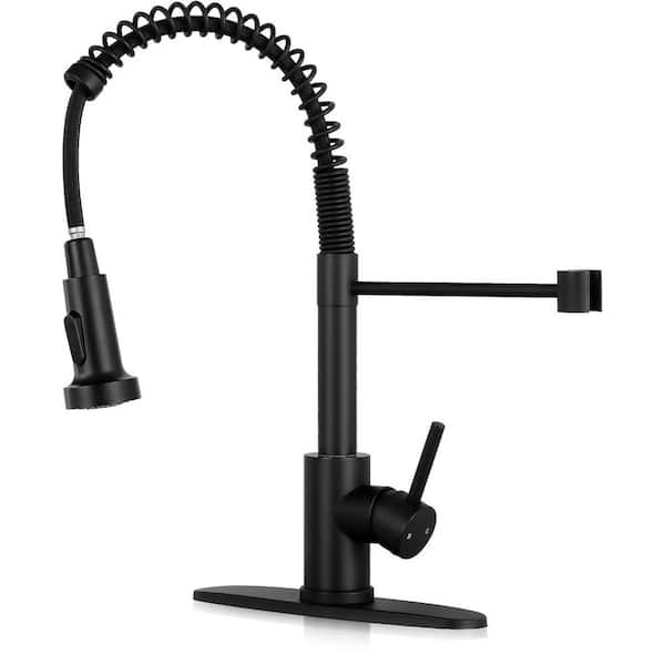 Single Handle Deck Mount High Arc Standard Kitchen Faucet in Matte Black