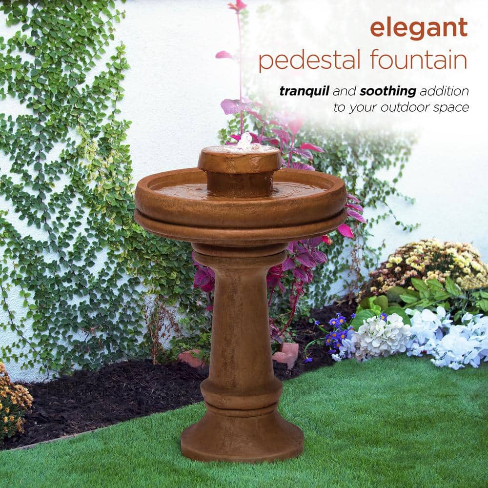 Classic Brown 20" Bird Bath Fountain with LED Light