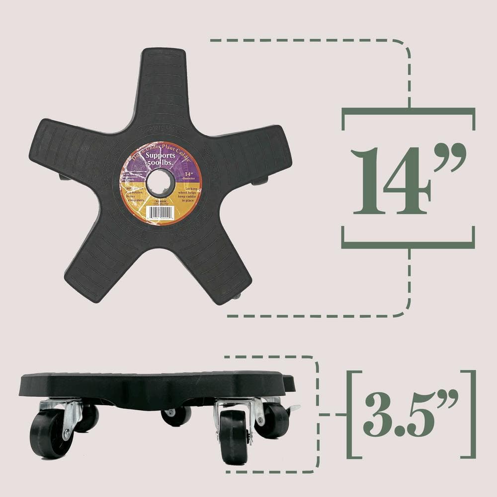 14-Inch Black Heavy Duty Wheeled Plant Stand