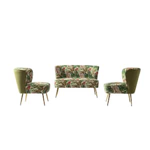 Arezo 3-Piece Green Living Room Set with Metal Legs