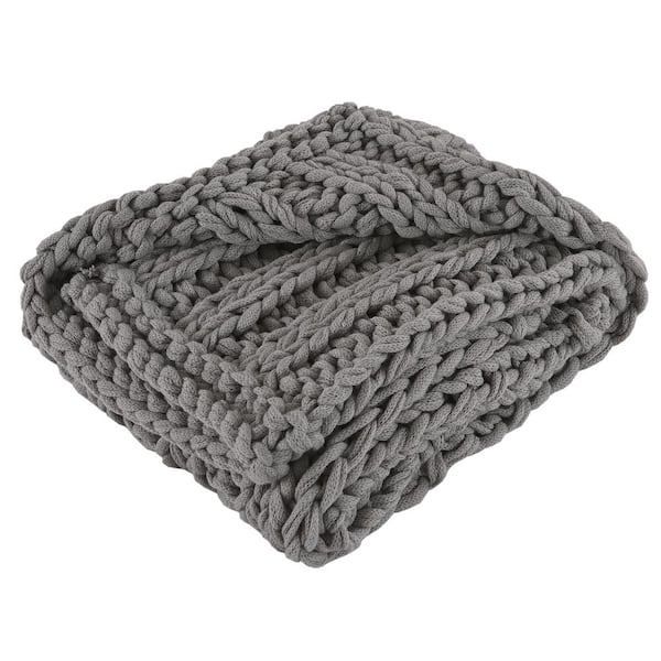 Chunky knit throw charcoal new arrivals