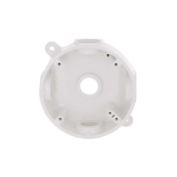BELL N3R Nonmetal White Round Weatherproof Electrical Box, 5 Outlets at 1/2 in. or 3/4-in., with Plugs and Bushings