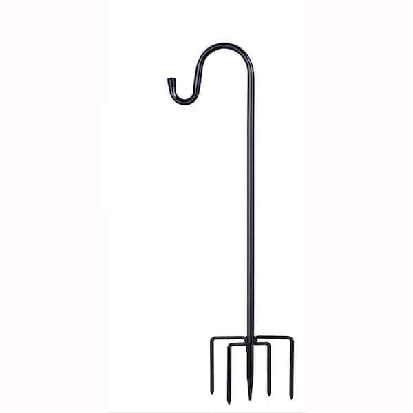 Phewnyzo 62 in. Shepherd Hook for Outdoor Bird Feeder Pole w/ 5 Prongs Base for Hanging Lantern Hook for Bird Feeder for Outside