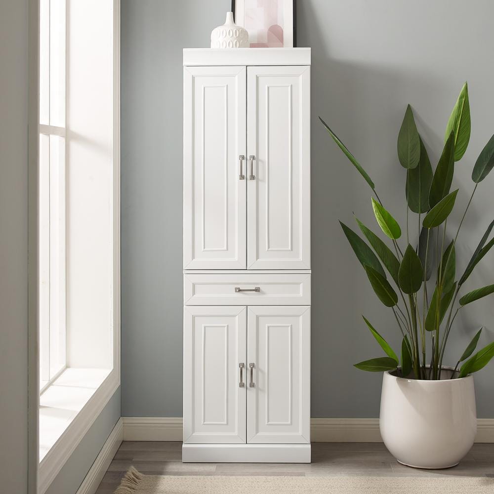 White Recessed Panel Kitchen Storage Pantry Cabinet