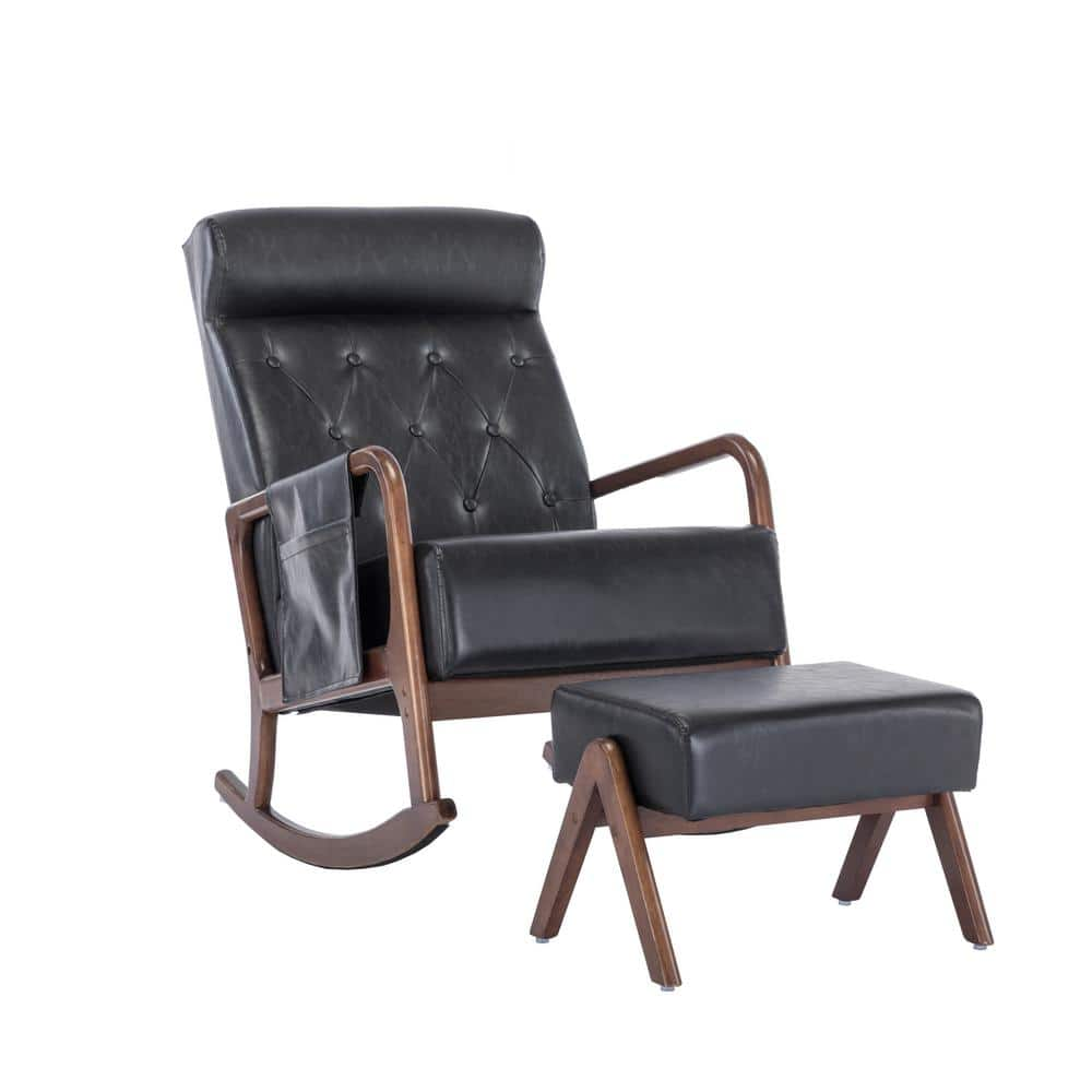 Leather rocking chair online with footstool