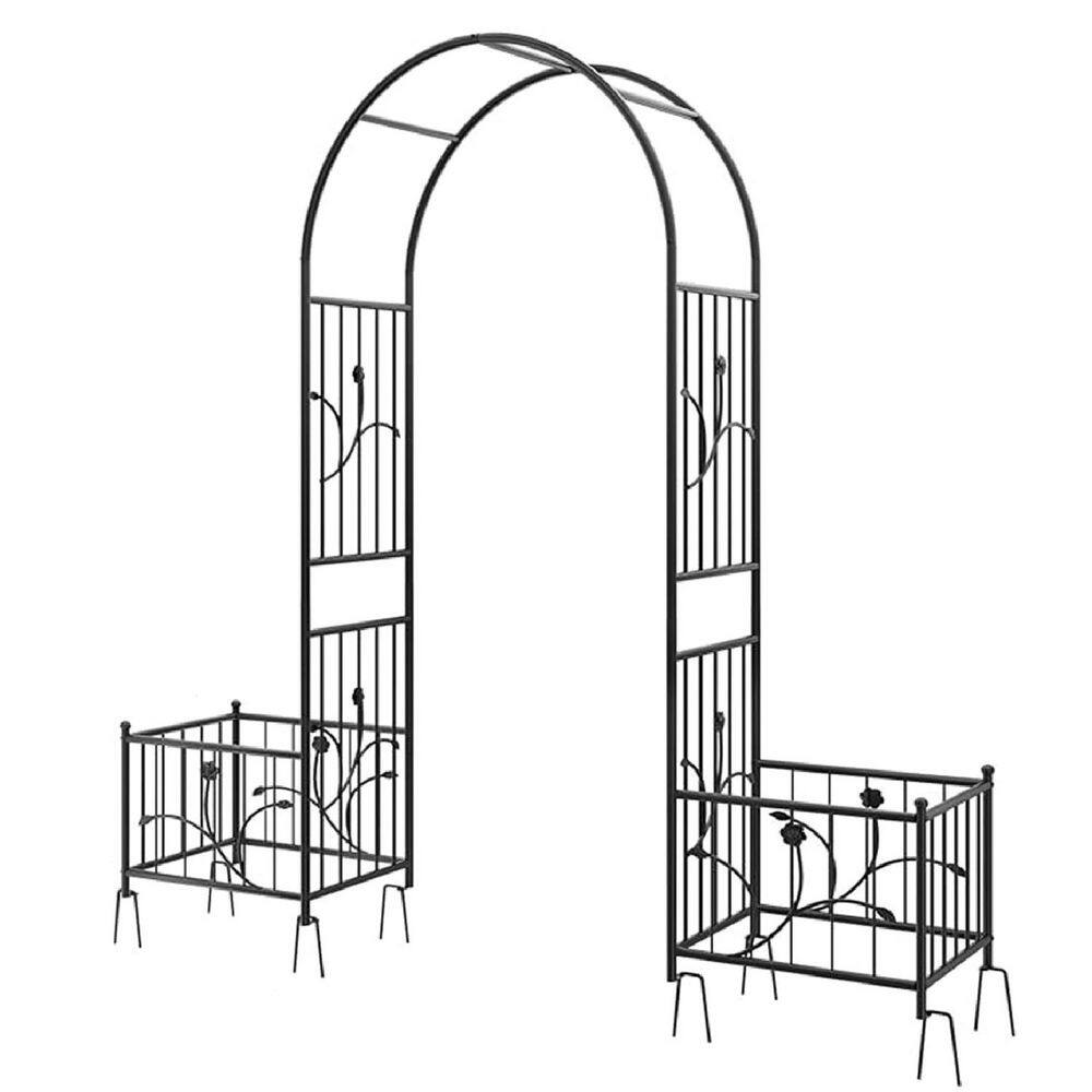 85.8 in. x 76.3 in. Metal Garden Archway for Climbing Plants Outdoor Lawn, Garden Arbor with Planter Boxes price history on PriceWatchPro