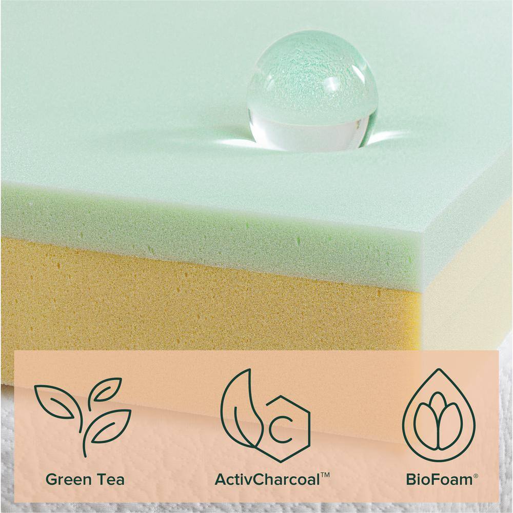 Queen White Memory Foam Mattress with Green Tea Infusion