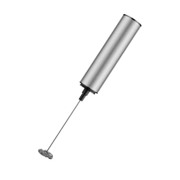 Milk Frother with Cover, Handheld Coffee Frother Wand with 2 Detachable Stainless Whisks, 2 Speed