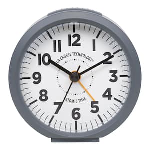 4 in. Round Gray Atomic Analog Alarm Clock