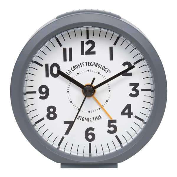 La Crosse Technology In Round Gray Atomic Analog Alarm Clock Int The Home Depot