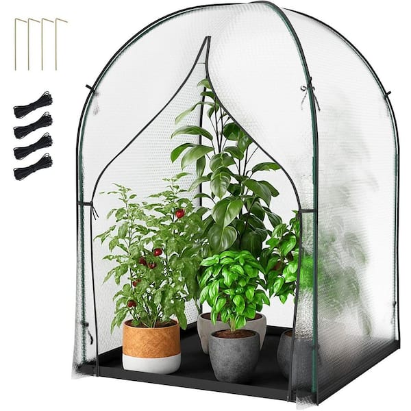 Portable Greenhouse for Outdoor 4 ft. x 4 ft. x 6 ft. White Greenhouse Tent with Bubble Film Cover and Zippered Door