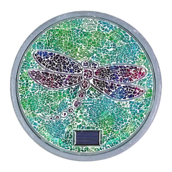 Exhart Solar Mosaic Dragonfly 10.04 in. x 10.04 in. x 1.57 in. Dragonfly Resin Step Stone