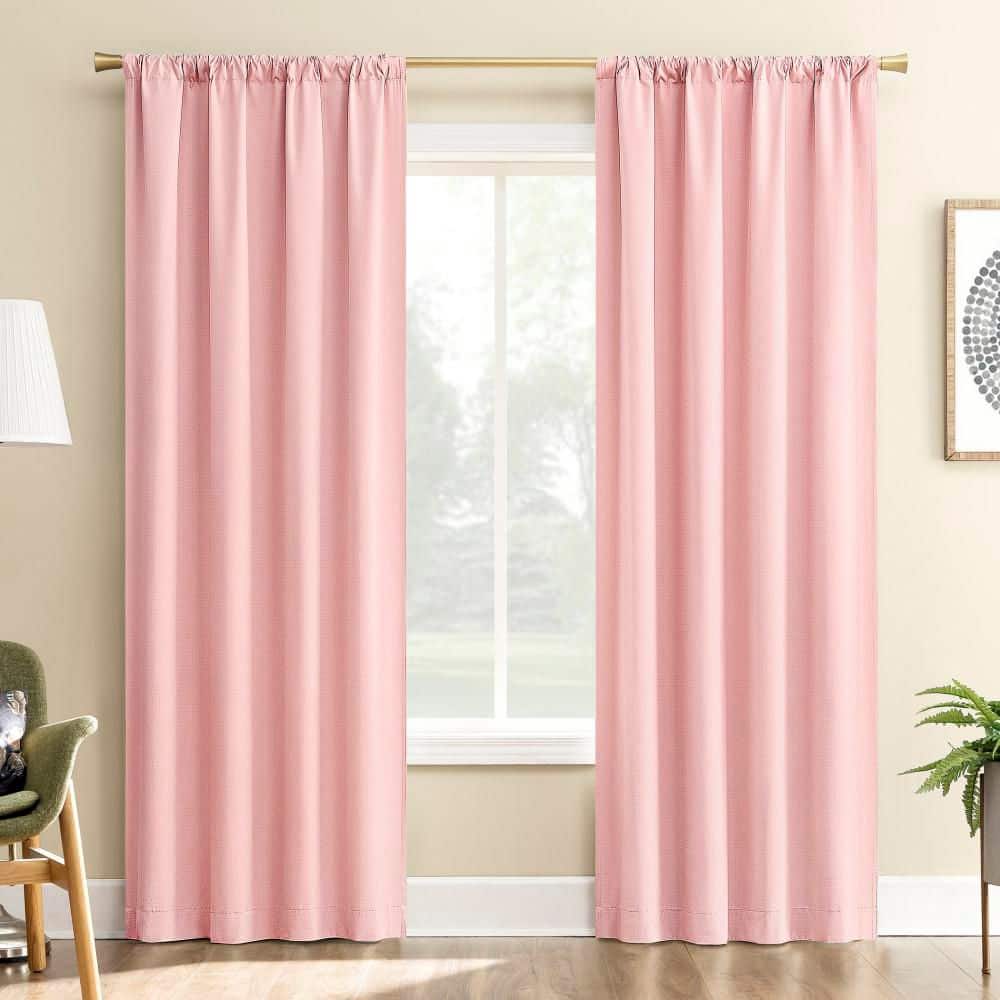 Bagaille Curtain ★ PINK Sun Zero Karina Textured Pink Faux Linen 40 in. W x 84 in. L Rod