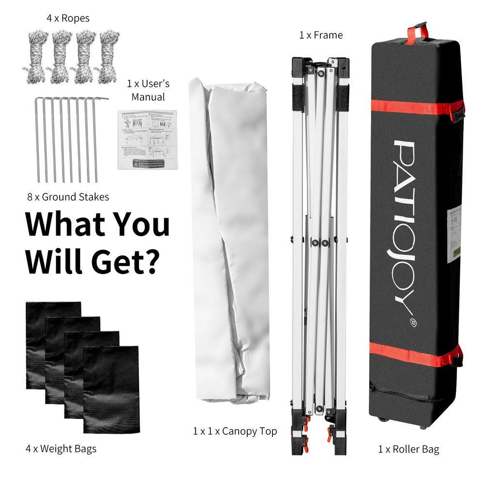 White 6.6 x 6.6 Feet Adjustable Outdoor Canopy Tent with Roller Bag