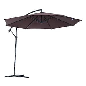 10 ft. Hanging Tilt Cantilever Offset Patio Umbrella with UV and Water Fighting Material and a Sturdy Stand in Brown
