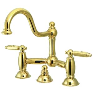 Kingston Brass Webb Bridge 8 in. Widespread 2-Handle Bathroom Faucet with  Push Pop-Up in Polished Brass HKS2172RKX - The Home Depot