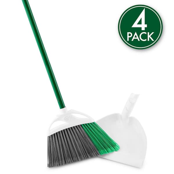 Libman 11 in. Precision Angle Broom with Dustpan Set (4-Pack)