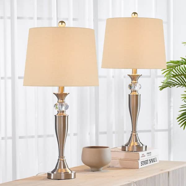 Maxax Cincinati 27 '' H Nickel Table Lamp With Gray Shade(Set of 2 ...