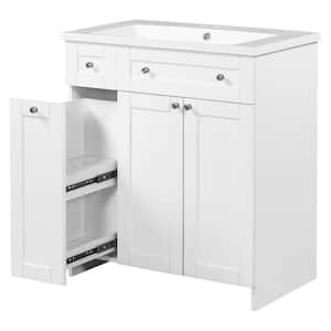 30 in. W x 18 in. D x 34.5 in. H Freestanding Bath Vanity in White with White Cultured Marble Top