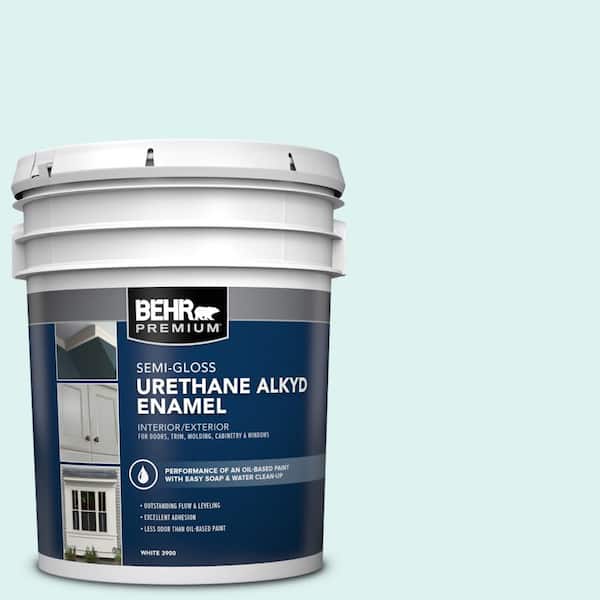 BEHR PREMIUM 5 gal. #500A-1 Glacier Bay Urethane Alkyd Semi-Gloss Enamel Interior/Exterior Paint