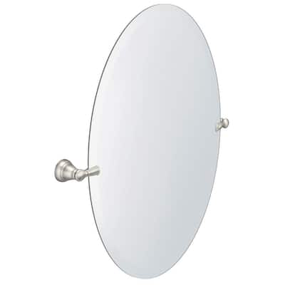 Banbury 26 in. x 23 in. Frameless Pivoting Wall Mirror in Brushed Nickel