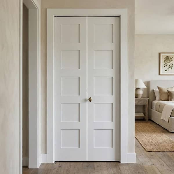 Krosswood Doors 24 in. x 80 in. Shaker 5-Panel Solid Core Primed