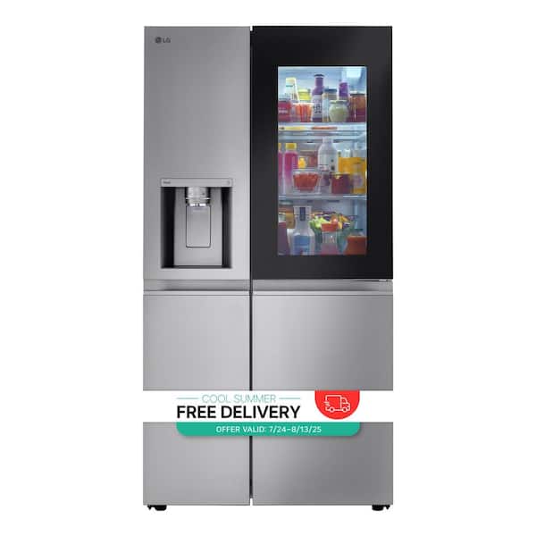 27 cu. ft. Side-By-Side Refrigerator with Instaview Glass, Craft Ice, and Recessed Handles in PrintProof Stainless Steel