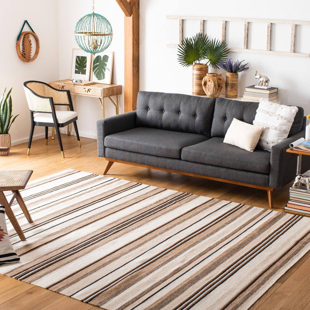 SAFAVIEH Striped Kilim Colbert Striped Area Rug, Natural/Ivory, 9' x 12'