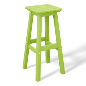 Laguna 29 in. HDPE Plastic All Weather Backless Square Seat Bar Height Outdoor Bar Stool in Lime