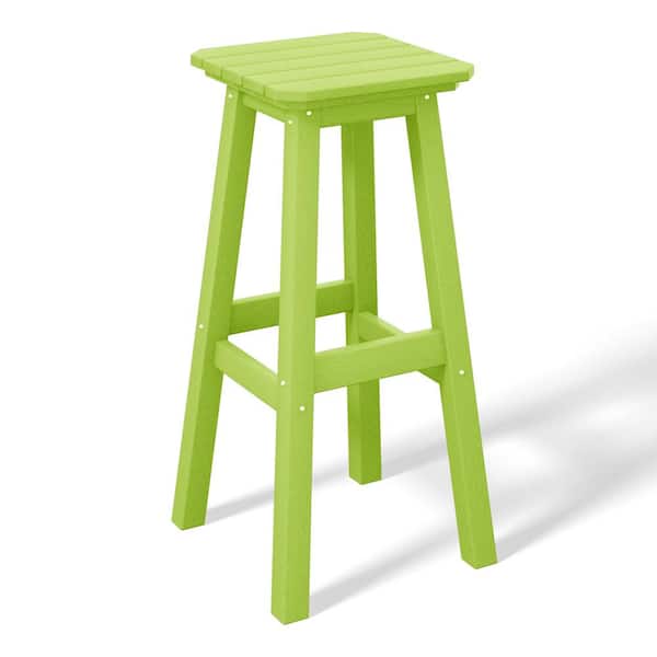 WESTIN OUTDOOR Laguna 29 in. HDPE Plastic All Weather Backless Square Seat Bar Height Outdoor Bar Stool in Lime